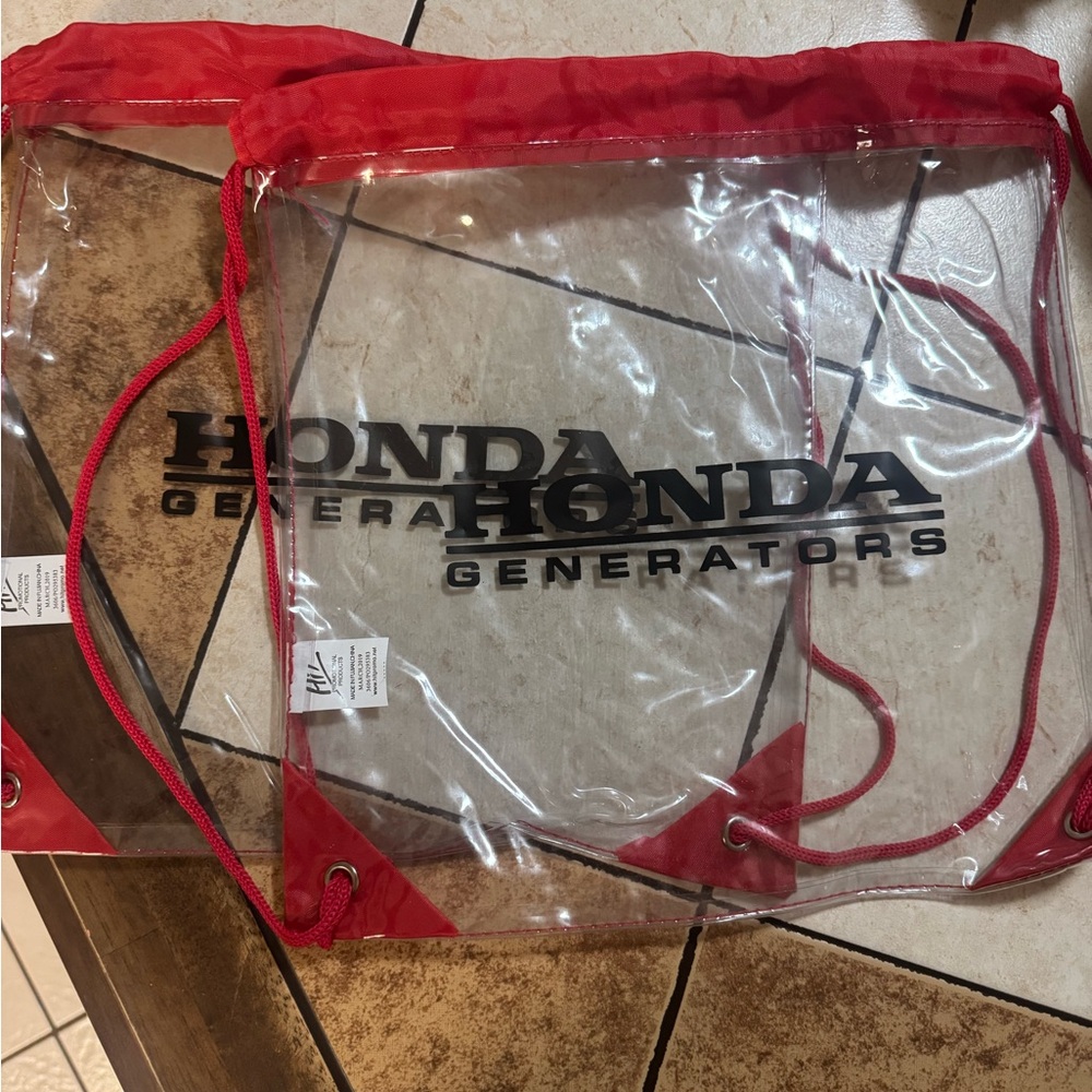 Honda Clear and Red Drawstring Backpack